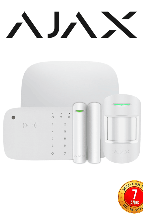 AJAX KIT HUB2 4G KEYPADCOMBI - Panel de alarma Hub2 4G conexión ETHERNET- 4G APP “AJAX PRO” iOS y Android , 1 sensor de movimiento, 1 detector puerta o ventana, 1 Teclado táctil inalámbrico con sirena incluida y lector DESFire