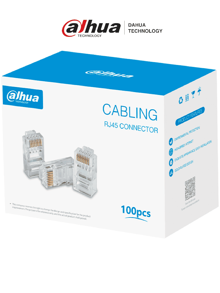 DAHUA DH-PFM976-531 - Caja con 100 Plugs RJ45 Cat5e/ Chapado de Oro de 15 U