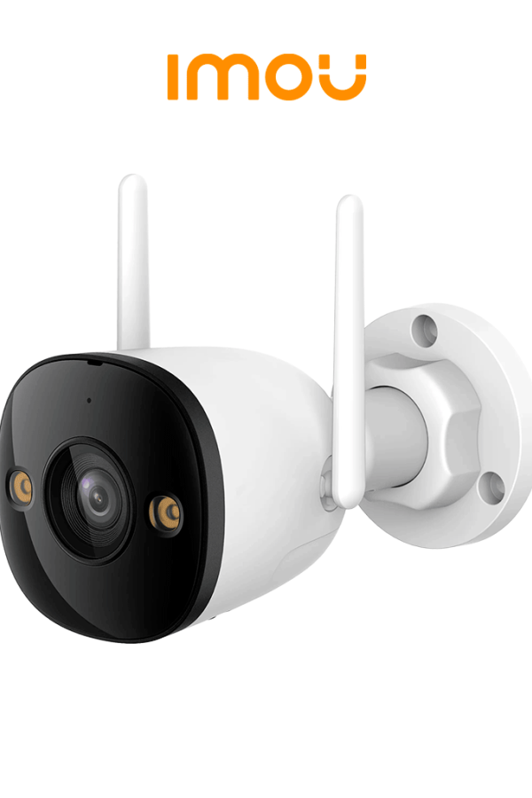 IMOU Bullet 2E 3Mp (IPC-K3DN-3H0WF) - Cámara IP Bullet WiFi de 3MP cuenta con micrófono integrado, 102° de visión, H.265, lente de 2.8mm, detección de humanos, IR 30m, IP67 y ranura MicroSD.