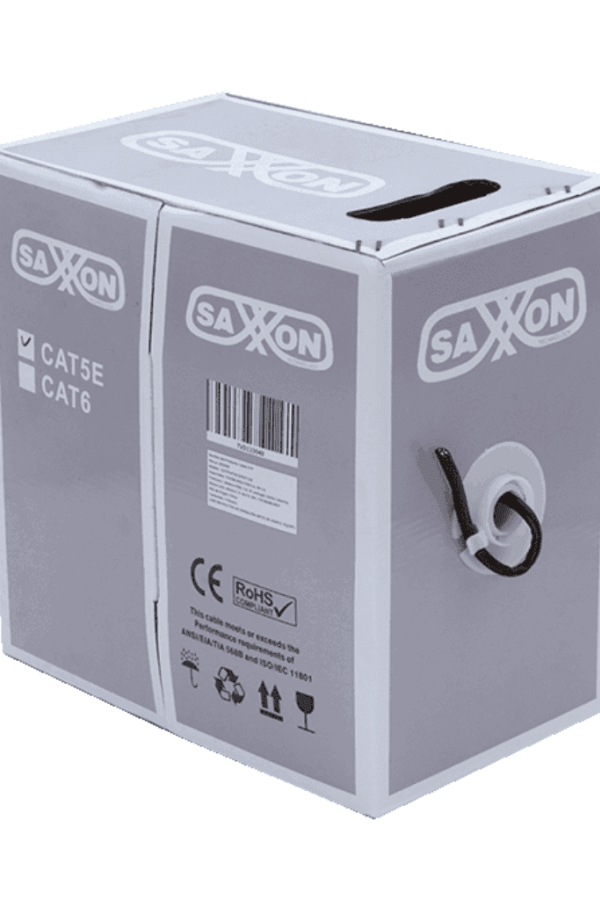 SAXXON OUTPCAT5ECOPEXT100 - Bobina de 100 Metros de Cable UTP Cat5e 100% Cobre/ Exterior con Doble Forro/ Color Negro/ Ideal para Cableado de Redes de Datos y Video/