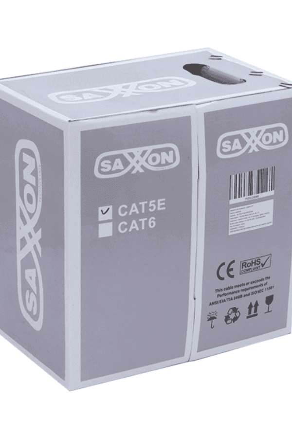SAXXON OUTPCAT5ECOPEXT100 - Bobina de 100 Metros de Cable UTP Cat5e 100% Cobre/ Exterior con Doble Forro/ Color Negro/ Ideal para Cableado de Redes de Datos y Video/