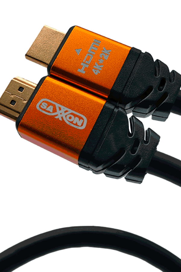 SAXXON SX10HDC - Cable HDMI de 1 metro de alta velocidad / Versión 2.0 / Resolución 4K / Canal de retorno de audio (ARC) / Video 3D / Blindado para reducir interferencias / Chapado en oro / Alta resistencia y durabilidad.