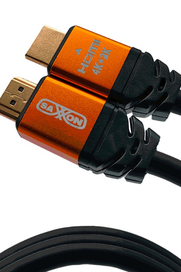 SAXXON SX030HDC - Cable HDMI de 3 metros de alta velocidad / Versión 2.0 / Resolución 4K / Canal de retorno de audio (ARC) / Video 3D / Blindado para reducir interferencias / Chapado en oro / Alta resistencia y durabilidad.