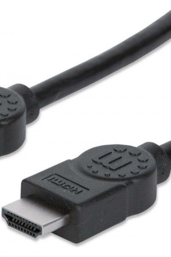 MANHATTAN 308816- Cable HDMI de Alta Velocidad de 1 Metro/ Resolucion 4K@30Hz/ Soporta 3D/ HDMI Macho a Macho/ Soporta Canal de Retorno de Audio (ARC)/ Blindado para Reducir Interferencia/