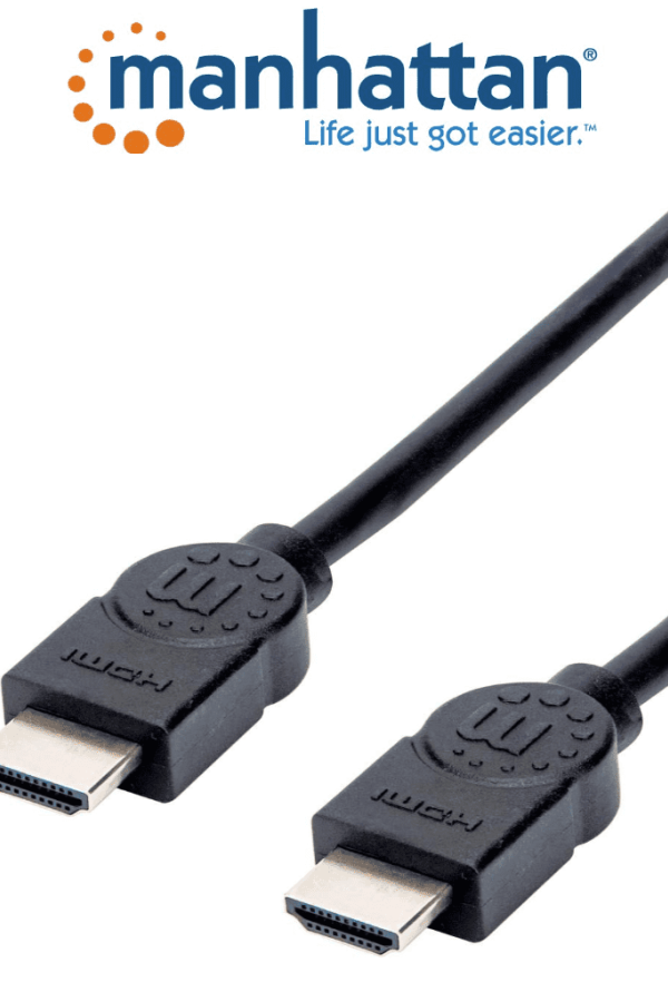 MANHATTAN 355308- Cable HDMI de Alta Velocidad de 1.5 metros/ Resolución 4k@30Hz/ Soprota 3D/ Diseño Resistente al Enredo/ HDMI Macho a Macho/ Soporta Canal de Retorno de Audio (ARC)/ Blindado para Reducir Interferencia/