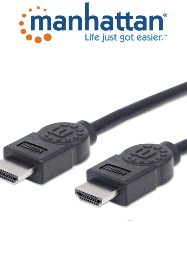 MANHATTAN 306119- Cable HDMI de Alta Velocidad de 1.8 Metros/ Resolución 4k@30Hz/ Soporta 3D/ HDMI Macho a Macho/ Soporta Canal de Retorno de Audio (ARC)/ Blindado para Reducir Interferencia/