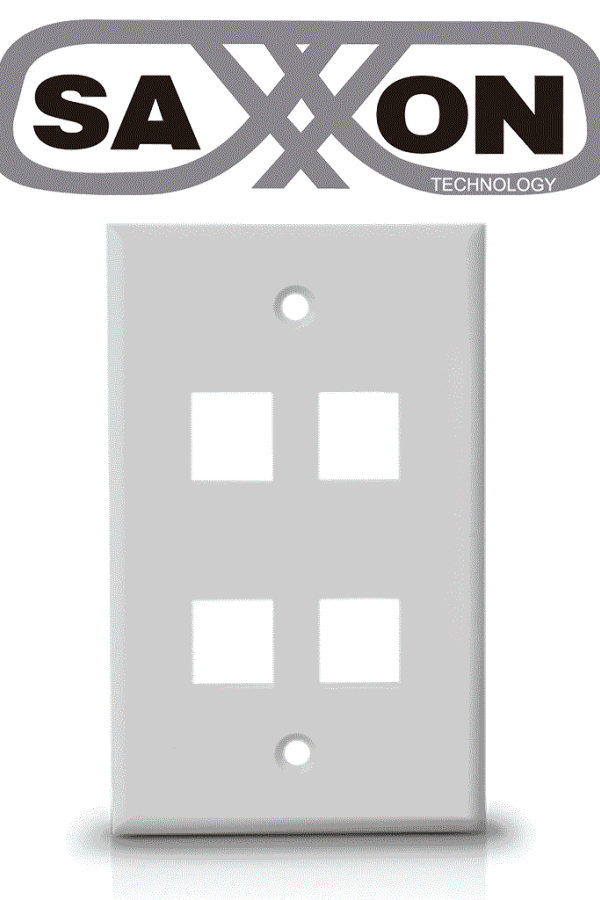 SAXXON A1754A - Placa de pared / Vertical / 4 Puertos tipo keystone / Color blanco
