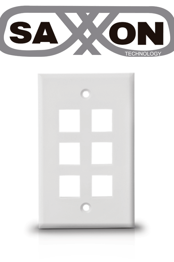 SAXXON A1756A - Placa de pared / Vertical / 6 Puertos tipo keystone / Color blanco