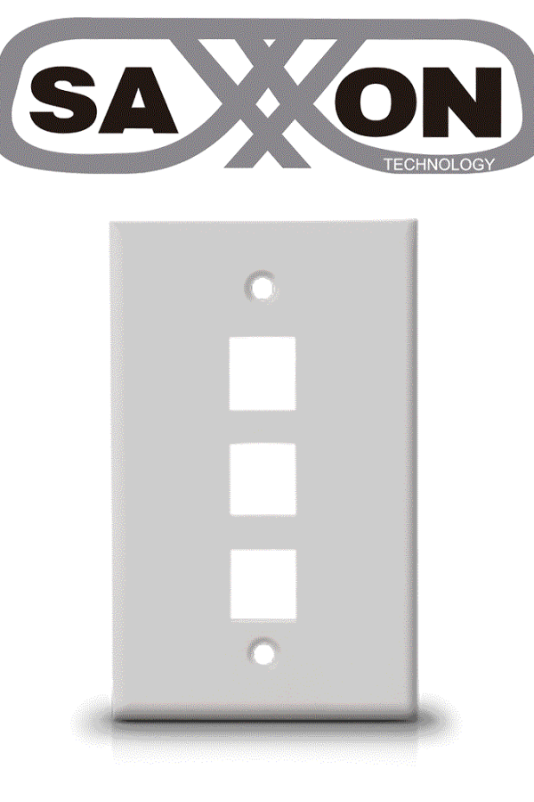 SAXXON A1753A - Placa de pared/ Vertical/ 3 Puertos tipo keystone/ Color blanco