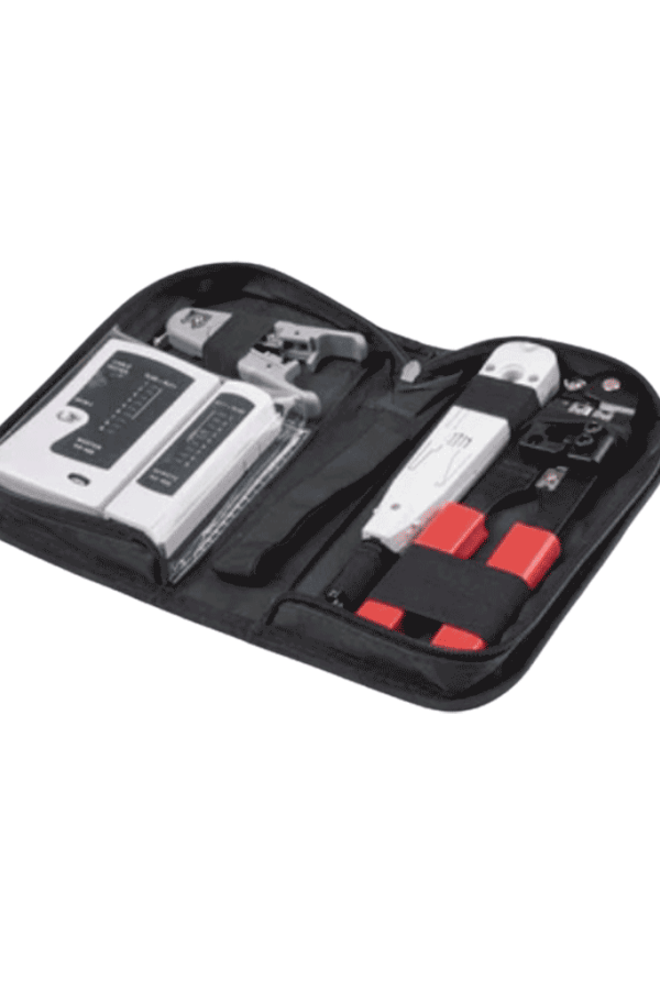 TCE LN-NET-TK-30 - Kit de Herramientas para Instalación de Redes, Probador de Cables, Ponchadoras RJ45, Pinza de Impacto y Pelacables UTP/STP