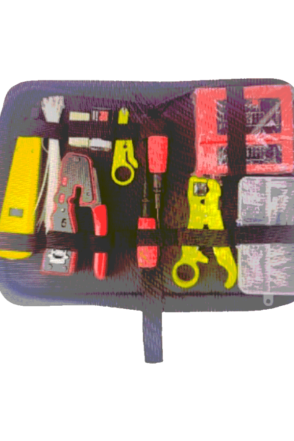 TCE LN-NET-TK-80 - Kit de Herramientas para Instalación de Redes Pass-Through, Crimpadora RJ45, Probador de Cables, Pelacables y Accesorios