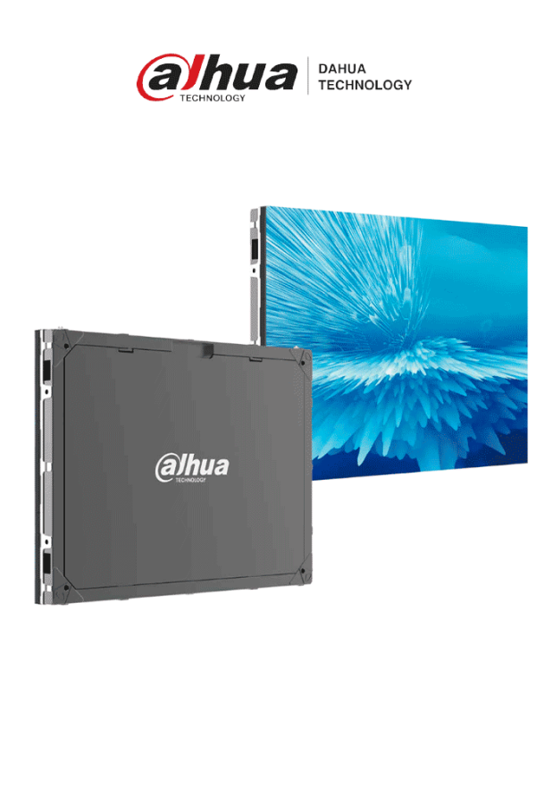 Dahua DHI-PHEIA1.8-TH Gabiete con módulos led Pitch 1.8 ideal para interiores. Ofrece mantenimiento frontal y trasero, estructura de aluminio duradera, y dimensiones de 640x480 mm