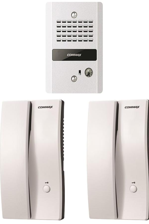 COMMAX DP2SDR2GNPACK - Paquete de audioportero frente de calle con 2 equipos de interfon con conexión directa a 110V y apertura de puerta