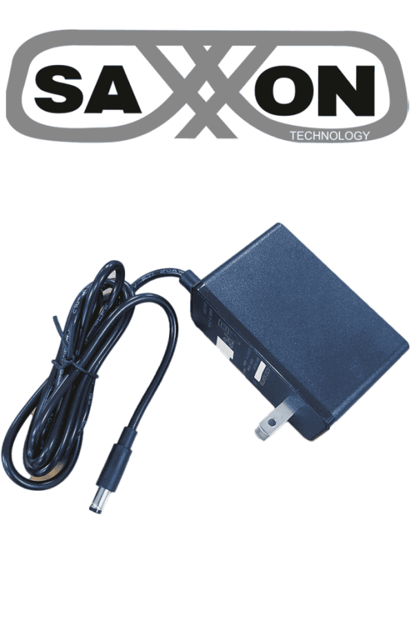 SAXXON KA18F1201500USH - Fuente de Poder Regulada / 12 Vcc 1.5 Amper / Conector Macho / Voltaje de Entrada: 100-240V / Ideal para Cámaras de CCTV, Controles de Acceso y Asistencia