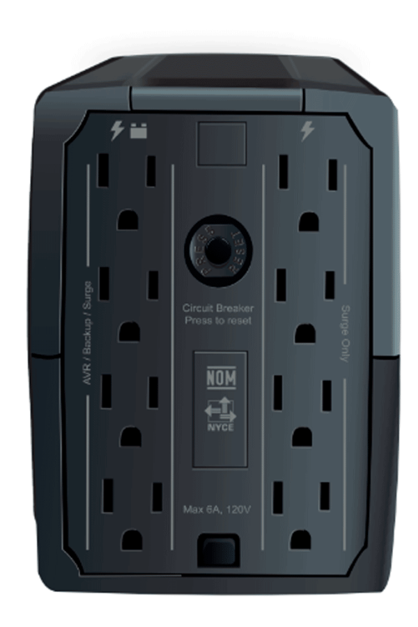 CDP R-UPR508 - UPS Interactivo de 500 VA y 250W, con 8 terminales de salida (4 con respaldo), auto reseteo, incluye batería de 12V 4.5AH, y es libre de mantenimiento.