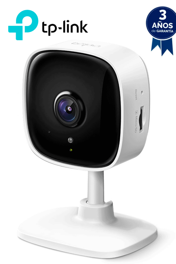 TP-LINK TAPO C100 - Cámara IP Inalámbrica para Interior de 2 MP con visión nocturna de 9 m, detección de movimiento, micrófono y bocina integrados, además de lente fijo de 3.3 mm, notificaciones push, ranura Micro SD y WiFi 2.4 GHz