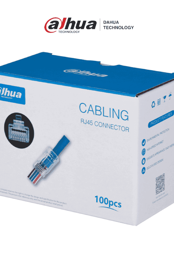 DAHUA PFM976-531-PT - Caja con 100 Plugs Pass through RJ45 Cat5e/ Chapado de Oro de 15 U